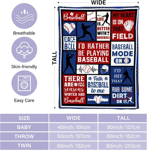 Miniatura 3 de Regalos de béisbol para niños y hombres, manta de béisbol para niños, regalos para equipos de jugadores de béisbol, accesorios para amantes
