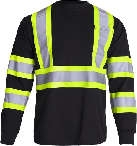Miniatura 3 de JORESTECH Camisa de trabajo de seguridad negra de manga larga - Alta visibilidad dos tonos amarillo/lime - ANSI/ISEA