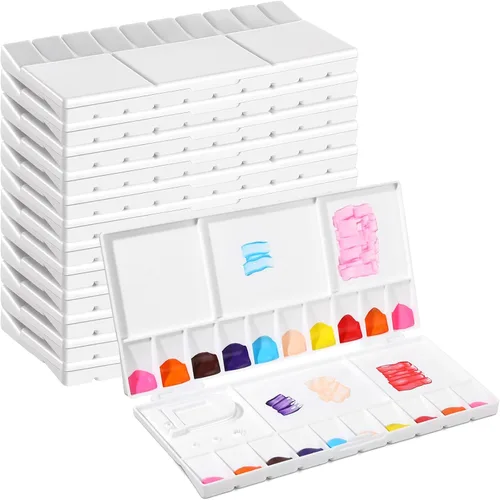 Kosiz 12 piezas de paleta de pintura de acuarela plegable a granel bandeja de pintura con 20 pozos, 5 áreas de mezcla, paleta de pintura de acuarela