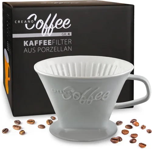 Miniatura 8 de Creano Gotero de café de porcelana, color blanco, cafetera de cono de cerámica, cafetera para bolsas de filtro, tamaño 4, preparación manual fácil