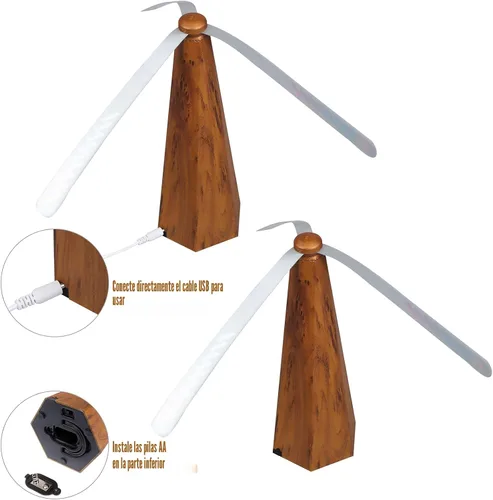 Miniatura 4 de Ventilador de mesa portátil de grano de madera, 3 unidades, para exteriores