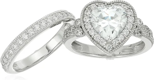 Miniatura 2 de Tienda Collection Platinum-Plated Sterling Silver Infinite Elements Cubic Zirconia Fancy Pink Heart Antique Ring