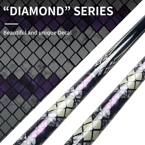 Miniatura 4 de Kmise Professional Pool Cue Stick, 18 19 20oz Canadian Maple Cue Sticks, Low Deflection Shaft with Telescopic Carbon Fiber Extension Cue-Grid Púrpura
