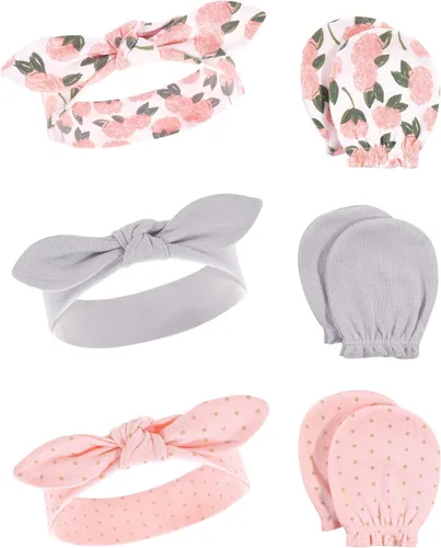 Miniatura 27 de Hudson Baby Conjunto de diadema de algodón y manoplas para rascar para bebé