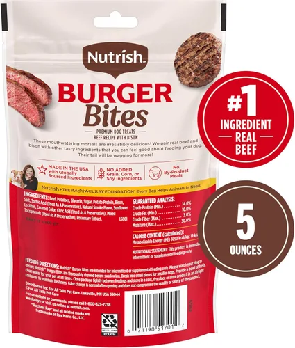 Miniatura 2 de Nutrish Burger Bites Receta de carne de res con bisonte Premium, bolsa de 5 onzas, paquete de 5 (Rachael Ray)