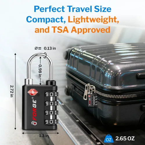 Miniatura 5 de Forge Doble apertura: cerradura con llave o combinación, cerradura aprobada por la TSA para equipaje, estuche pelícano, viajes, gimnasio, escuela