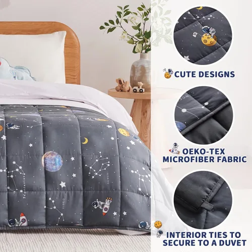 Miniatura 5 de anfie - Manta con peso para niños (40 x 60 pulgadas, 7 lb), manta refrescante para dormir, tamaño de manta ligera, transpirable, con cuentas de Gris