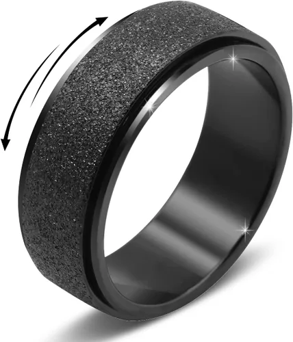 Miniatura 15 de Fidget Ring Women for Anxiety Rings:Personalized Inspirational Mantra Stainless Steel Silver Black Rainbow Rose Gold Spinning Ring for Men Women