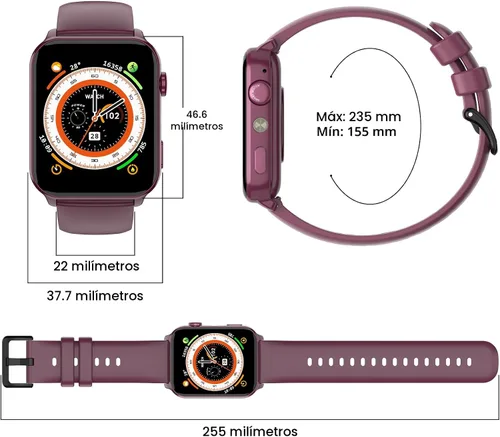 Miniatura 8 de Blackview Reloj inteligente para hombres y mujeres, reloj de fitness con pantalla táctil HD de 1.91 pulgadas con linterna, notificaciones Bluetooth