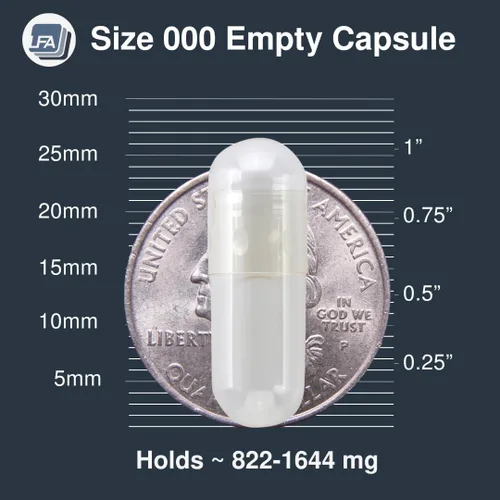Miniatura 3 de Tamaño 000 cápsulas vacías – 120 cápsulas de gelatina vacías – 000 cápsulas rellenables unidas – Cápsulas de píldoras vacías para kit de llenado