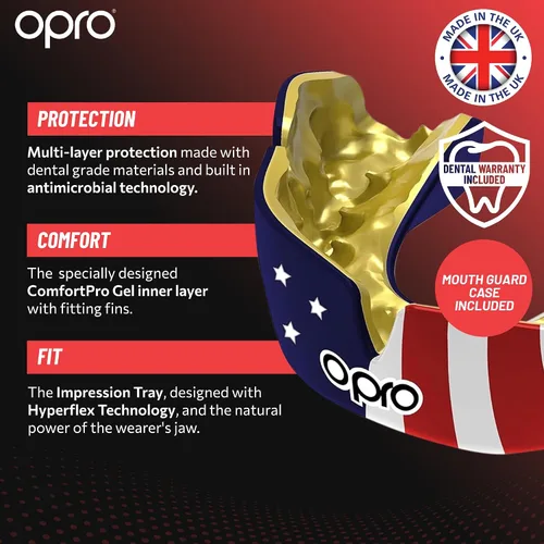 Miniatura 3 de OPRO Protector bucal instantáneo de ajuste personalizado, comodidad a nivel de dentista, protección y ajuste - Protector bucal moldeable para fútbol