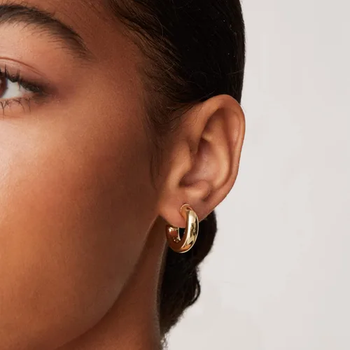 Miniatura 2 de PAVOI 14K Gold Plated Lightweight Chunky Open Hoops Gold Hoop Earrings for Women