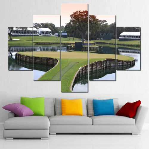 Miniatura 11 de Piezas de golf para decoración de pared, pinturas en blanco y negro, arte de pared para sala de estar, golf, deportes, obras de arte de 5 piezas