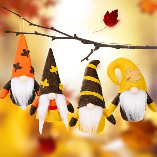 Miniatura 11 de Gnomos de otoño de Acción de Gracias con cosecha de enanos de elfo sueco, decoraciones de otoño para el hogar, mesa de baño, interiores, decoración