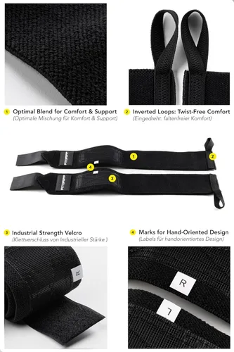 Miniatura 3 de Fitgriff® Lifting Straps & Wrist Wraps (Bundle) Superior Support for Weightlifting & Gym Workouts - for Men and Women Negro completo