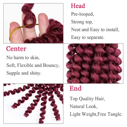 Miniatura 4 de Leeven Pelo corto de 8 pulgadas de Jamaica Bounce Wand Curl Crochet Hair Senegalese Twist sintético trenzado de pelo Ombre rosa Jumpy Wand Rizado
