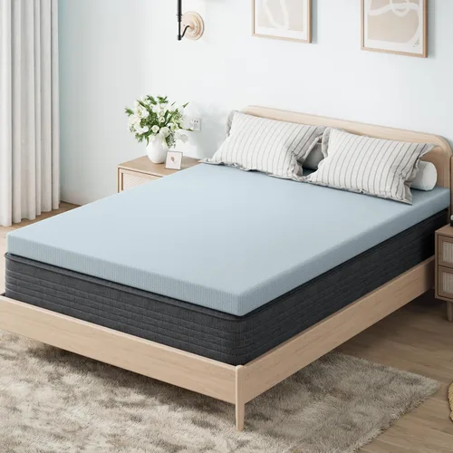 Miniatura 16 de OhGeni - Cubrecolchón de espuma viscoelástica de 2 pulgadas con funda, funda de cama suave con base antideslizante, mejorado con gel refrescante