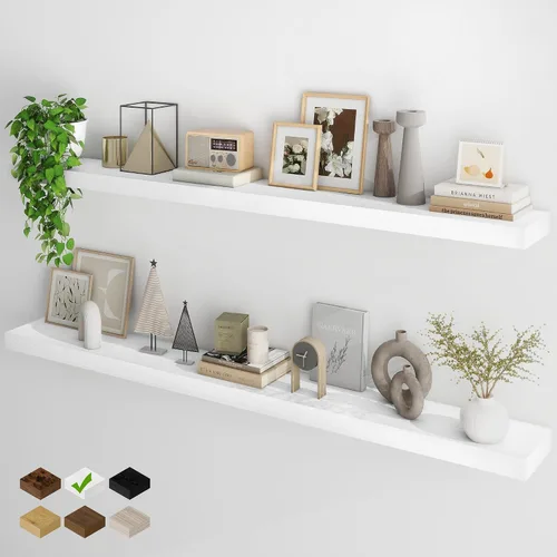 Miniatura 37 de Fun Memories Estantes flotantes para pared, estantes flotantes de 48 pulgadas de largo, juego de 1, estante colgante con soportes invisibles