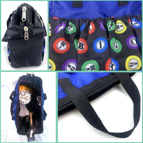 Miniatura 6 de Bolsa de Bingo Daubers con 8 bolsillos de gran capacidad, bolsa de transporte de viaje con cremallera, bolsa de maquillaje, regalo para amantes