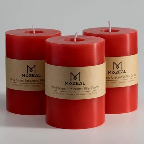 Miniatura 147 de MOZEAL Velas grandes sin perfume vertidas a mano de 3 x 8 pulgadas, sin humo, juego de 2, combustión lenta, sin goteo, aproximadamente 150 horas