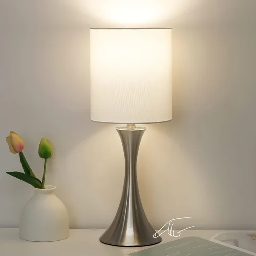 Lámpara de mesa con control táctil, lámpara de cabecera regulable de 3 vías para sala de estar, lámpara de mesa de noche moderna para dormitorio,