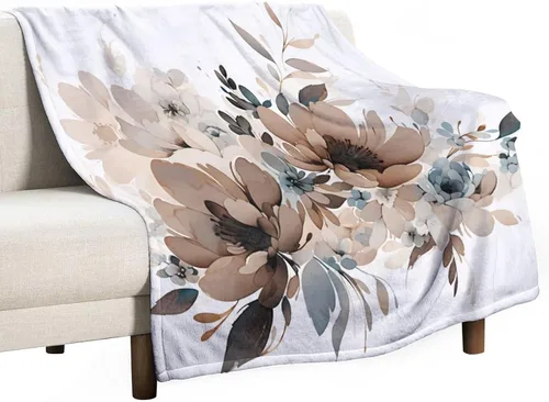Miniatura 29 de Manta decorativa moderna de flores de acuarela, manta floral de primavera y verano, manta de 30 x 40 pulgadas, súper suave y acogedora para sofá