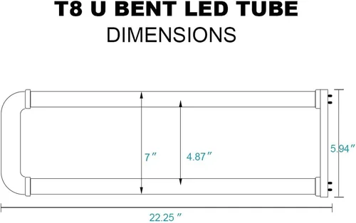 Miniatura 3 de Romwish Tubo de luz LED curva en U, T8 T12, 18 W (equivalente a 40 W), luz diurna de 5000 K, 2000 lm, repuesto de tubo de luz fluorescente, balasto