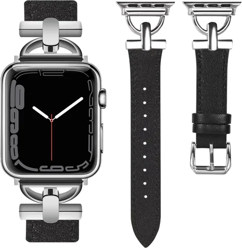 Miniatura 12 de Wearlizer Correa de cuero compatible con correas de Apple Watch para mujeres de 1.614 in, 1.575 in, 1.496 in, 1.929 in, 1.811 in, 1.772 in, 1.732