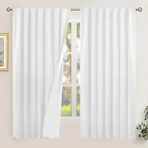 Miniatura 147 de LAMIT Cortinas de lino natural 100 % opacas para ventana, para dormitorio, 45 pulgadas, cortinas térmicas con textura de lino estilo granja