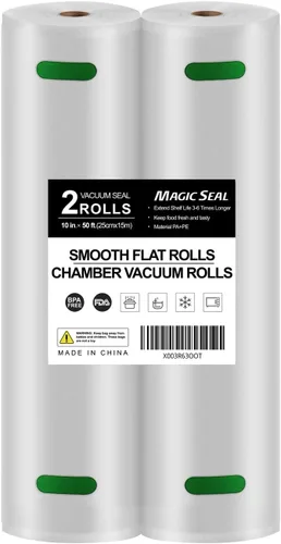 Miniatura 4 de Magic Seal Sellador al vacío + rollos de sellado al vacío de cámara lisa (10 x 50 pies, 2 rollos)