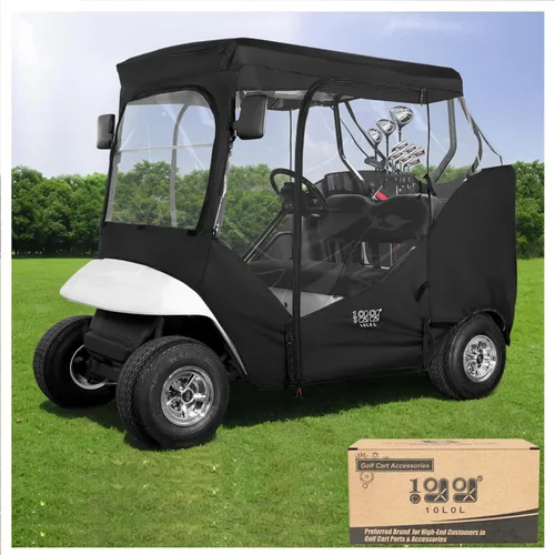 Miniatura 10 de 10L0L Funda negra para carrito de golf EZGO TXT para 2 pasajeros, cubierta transparente de lluvia de 4 lados para ventana para todo tipo de clima