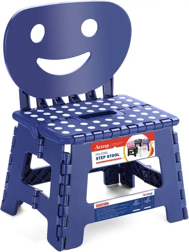 Miniatura 10 de ACSTEP Taburete plegable con soporte de espalda para niños, taburete de 9 pulgadas para niños y niñas, taburete de cocina al aire libre