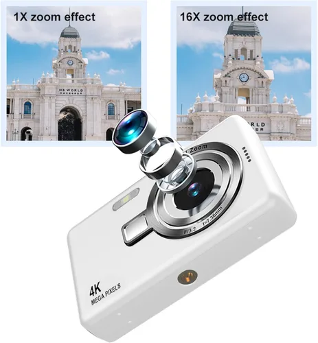 Miniatura 5 de Cámara digital 4K para fotografía de viaje, cámaras compactas de bolsillo, cámaras de vlog, cámara digital vintage con 48 Mp, zoom digital de 16x
