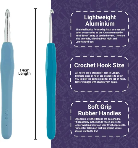 Miniatura 3 de The Quilted Bear Ganchos de ganchillo – Ganchos ergonómicos de mango de goma de silicona de agarre suave para tejer, gran kit de ganchillo