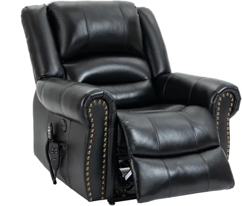 Miniatura 9 de Silla elevadora eléctrica de doble motor, silla reclinable plana con masaje y calor para personas mayores, control remoto, posición infinita, Negro