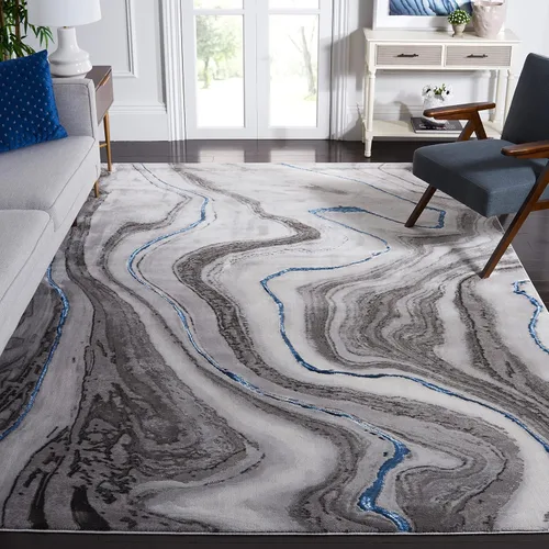 Miniatura 30 de SAFAVIEH Craft Collection - Alfombra decorativa, 2'3" x 4', azul y gris, diseño abstracto moderno, no desprende pelusa y de fácil cuidado, ideal