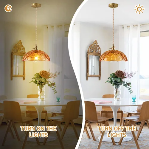 Miniatura 3 de Lámpara colgante colgante moderna de latón dorado 1 luz colgante de vidrio ámbar iluminación diseño cúpula moderna lámpara colgante para isla