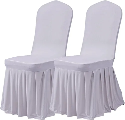 Miniatura 31 de Dimatic Juego de 2 fundas elásticas para sillas de comedor, fundas Parsons con falda, de elastano súper ajuste, funda protectora de asiento para Azul