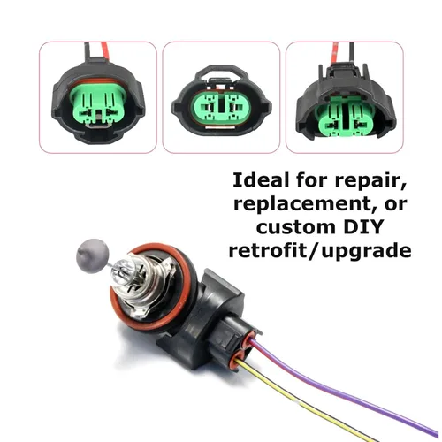 Miniatura 3 de iJDMTOY OEM H11 H8 adaptadores hembra arnés de cableado con conectores de cable de 4 pulgadas compatibles con faros delanteros o luces antiniebla