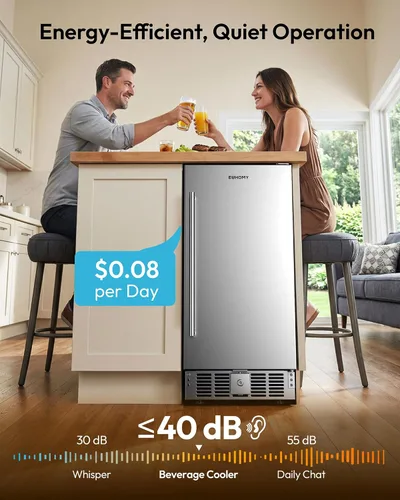Miniatura 8 de EUHOMY Refrigerador de bebidas de 15 pulgadas, refrigerador de bebidas para 127 latas con puerta de acero inoxidable, enfriador de bebidas