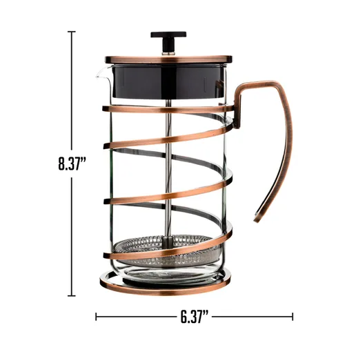 Miniatura 6 de OVENTE Cafetera de prensa francesa de 34 onzas con vidrio de borosilicato resistente al calor, diseño de acero inoxidable y sistema de filtro de 4