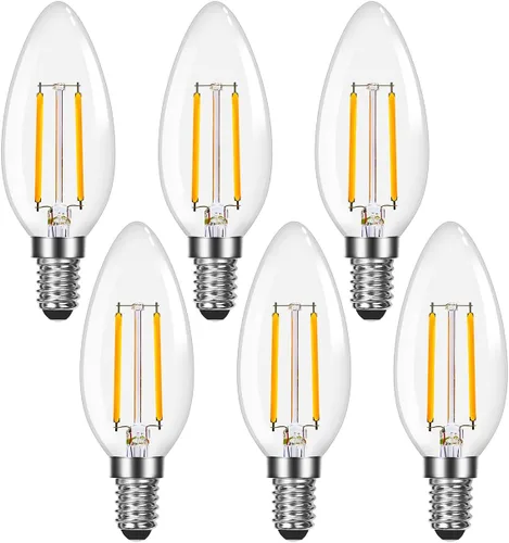 Lepro Bombillas LED de araña equivalentes a 60 W, bombillas de candelabro regulables E12 para ventilador de techo y candelabro, bombillas de Blanco