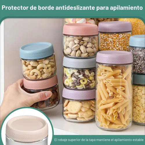 Miniatura 4 de NETANY Paquete de 6 tarros de vidrio de 8 onzas con tapas herméticas, recipientes de avena con tapas, tarros de ensalada Mason de boca ancha