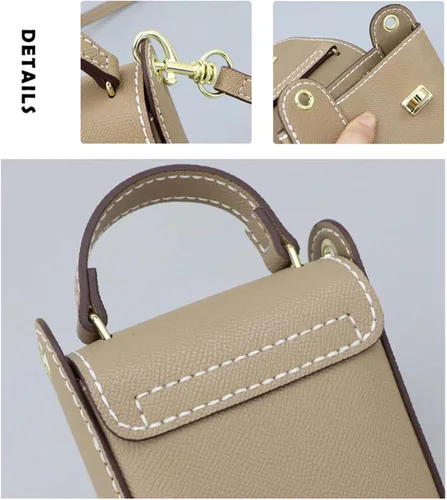 Miniatura 4 de POPSEWING Bolsa de cuero de grano superior para teléfono celular, kit de bricolaje de bolsa de hombro cruzada con kit de costura para mujeres/niñas