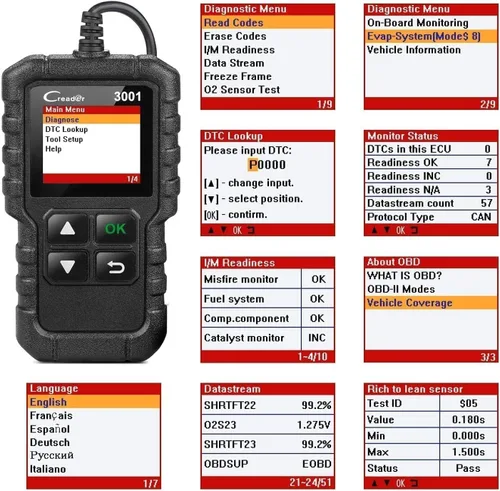 Miniatura 6 de LAUNCH - Escáner de diagnóstico automotriz Creader 3001 OBD2 de luz del motor, sensor de O2, lector de código OBD para todos los vehículos