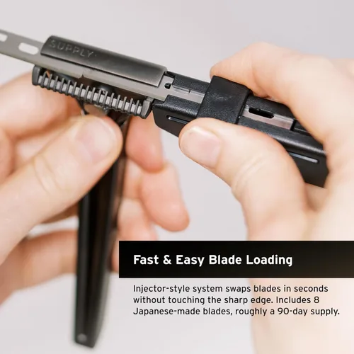 Miniatura 4 de SUPPLY Single Edge SE Blade Recambios para hombres – Paquete de 8 cuchillas de afeitar inyectoras de etiqueta negra fabricada en Japón – Se adapta a