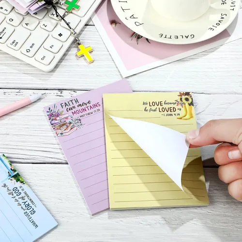 Miniatura 4 de 8 Pack Christian Sticky Notes Samll Scripture Inspirational Memo Pads Floral Design Adhesive Religious Bible Verse Quotes Notepads for Writing Diary