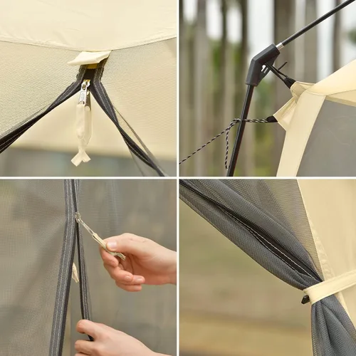 Miniatura 4 de Campros CP - Tienda de campaña con panel lateral contra viento y sol, carpa con paredes de red, estructura tipo gazebo para patio y actividades al