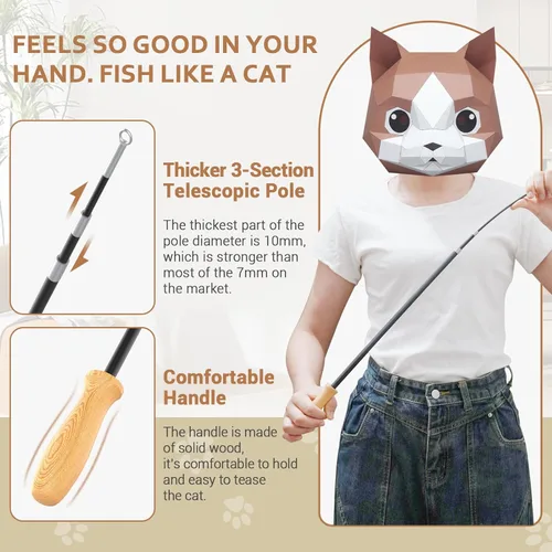 Miniatura 3 de ROSAUI Juguetes de varita para gatos, juguetes interactivos de pájaros para gatitos en interiores, varitas de pesca para gatos de 42.15’’ de largo