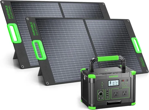 Miniatura 10 de Generador solar de 1000 W 999 Wh, estación de energía portátil con salida USB-C PD de 60 W, salida de CA de onda sinusoidal pura de 120 V, batería